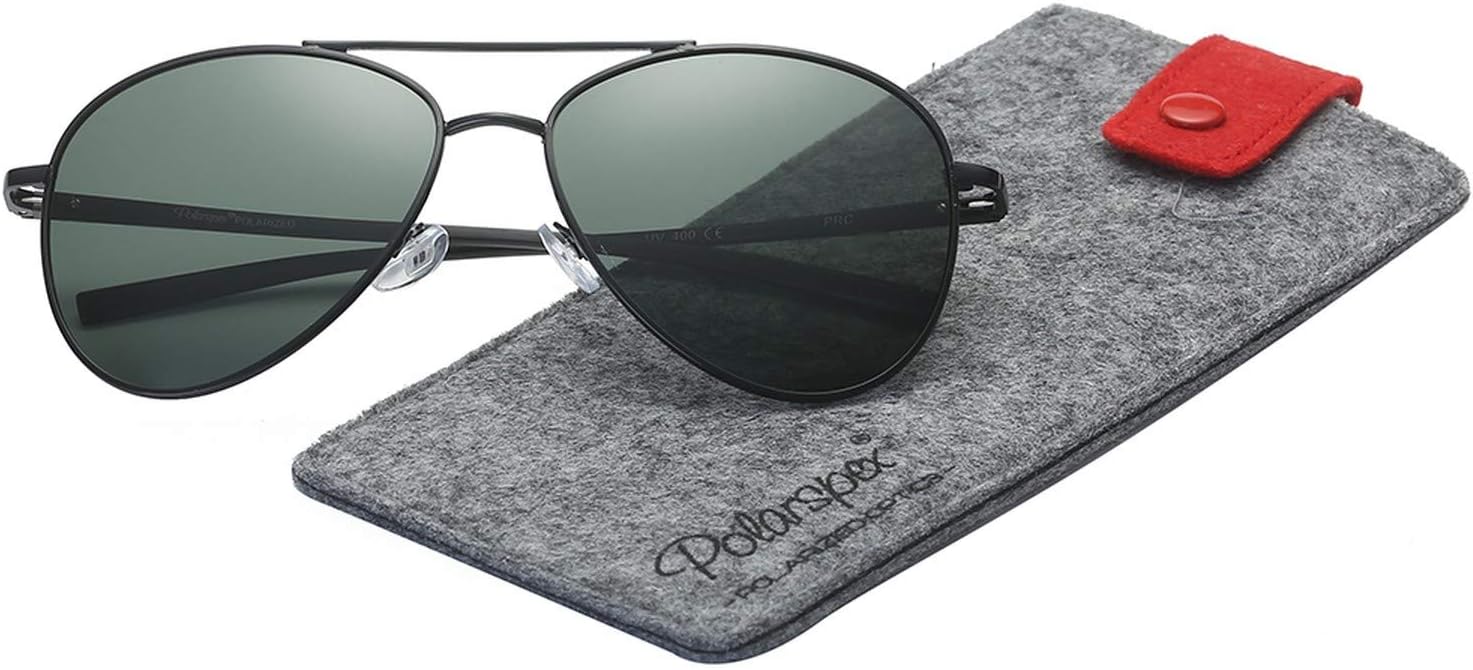 Classic Polarized Ultra Light Flex Hinge Aluminum Aviator Sunglasses