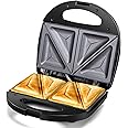 Aigostar 2in1 Sandwich Maker Panini Press Grill with Nonstick Plates, Double-Sided Heating Electric Sandwich Press Grill, Breakfast Sandwich Toaster Grilled Cheese Maker Snacks with Easy Cut Edges