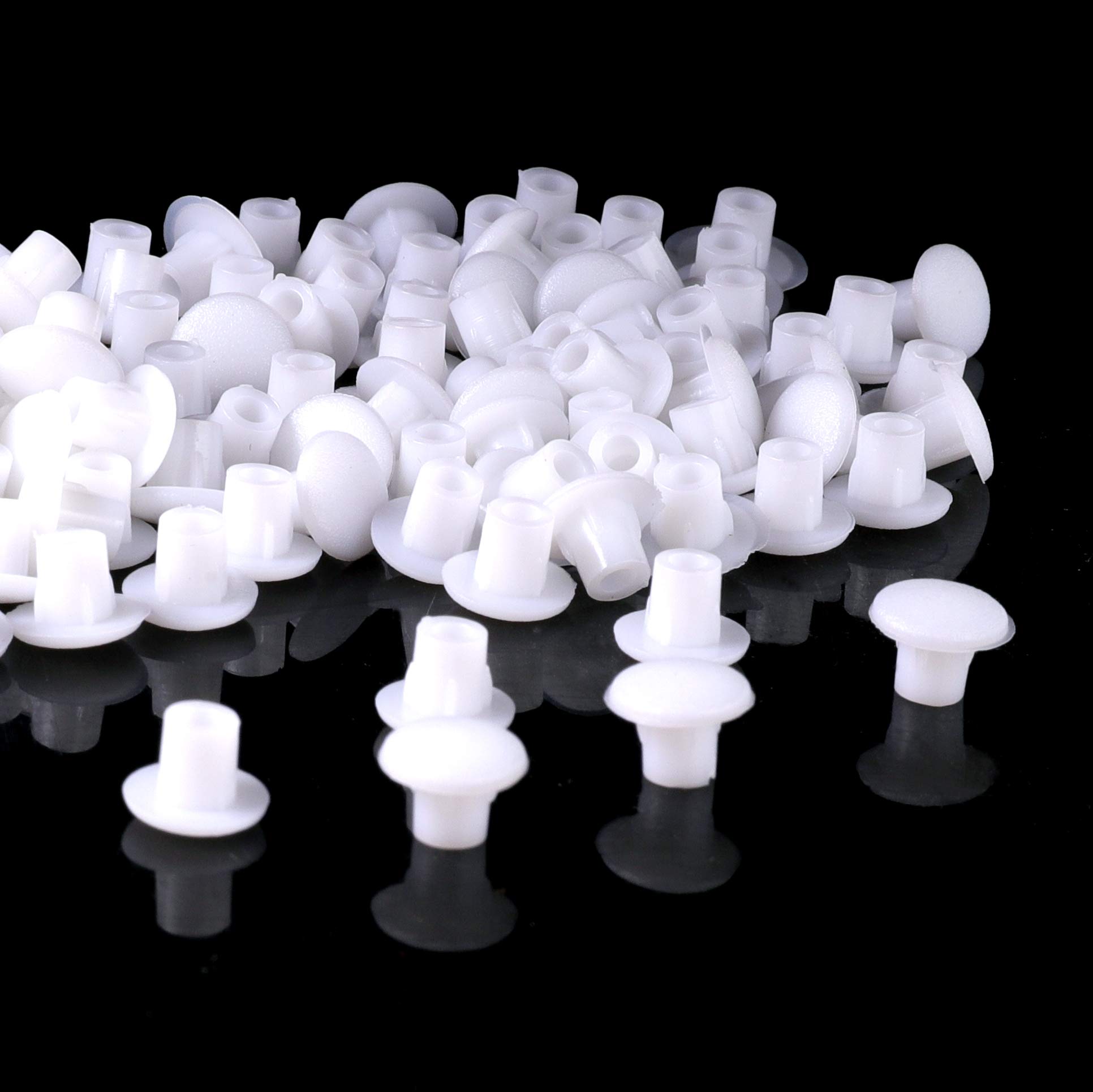 KINMAD 300 Pcs 5mm 3/16" Plastic Hole Plug Button Top Blanking Drilling Cover Caps Plugs for Chair Cabinet Cupboard Shelf, White
