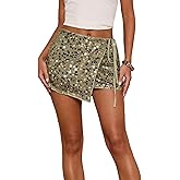 SweatyRocks Women's Sequin Mini Skirts Y2k Sparkly Shimmer Wrap Skirt Party Concert Outfits