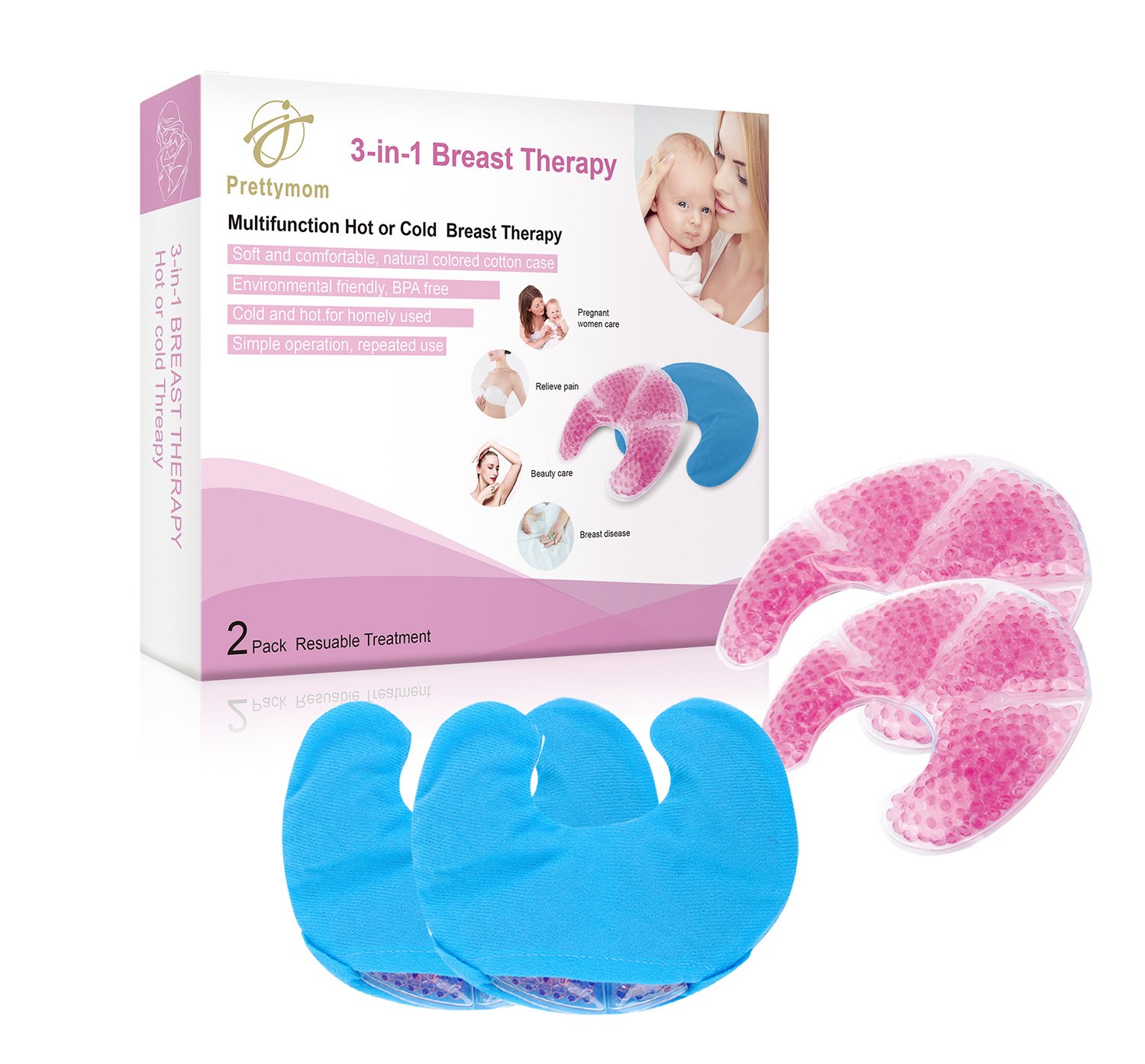 Amazon Com Breast Therapy Gel Pads Hot Cold Use For Nursing Mothers To Increase Milk Production Decrease Engorgement Use With Any Breast Pump 2 Count 2 Covers Baby