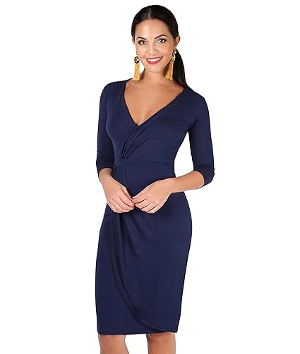 KRISP® Damen Jersey Stretch Wrap Kleid Wickelkleid