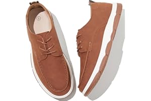 Waluzs Casual Shoes for Men Lace Up Loafers Formal Dresss Shoes Breathable Men's Boat Shoes Memory Foam Insloes Walking Shoes