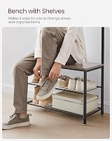 VASAGLE 3 in 1 Coat Stand with Shoe Rack Bench Steel Frame 70 cm High view 6