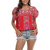 YZXDORWJ Women's Summer Boho Embroidery Mexican Bohemian Tops Shirt Tunic