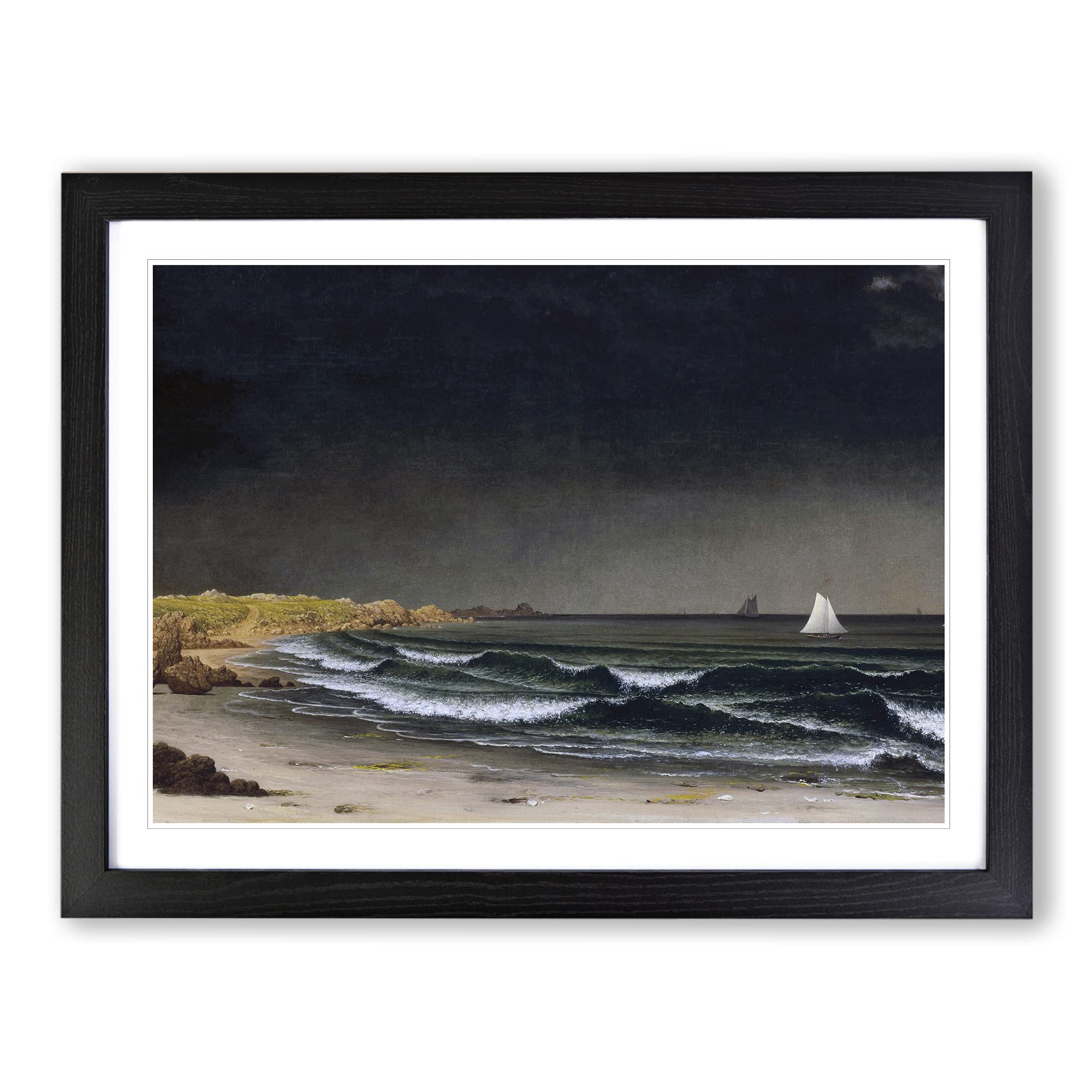 Approaching Storm By Martin Johnson Heade Classic Painting Framed Print | A4 Black Framed Wall Art | Ready to Hang | Classic Landscape Picture | Living Room Bedroom Lounge Office