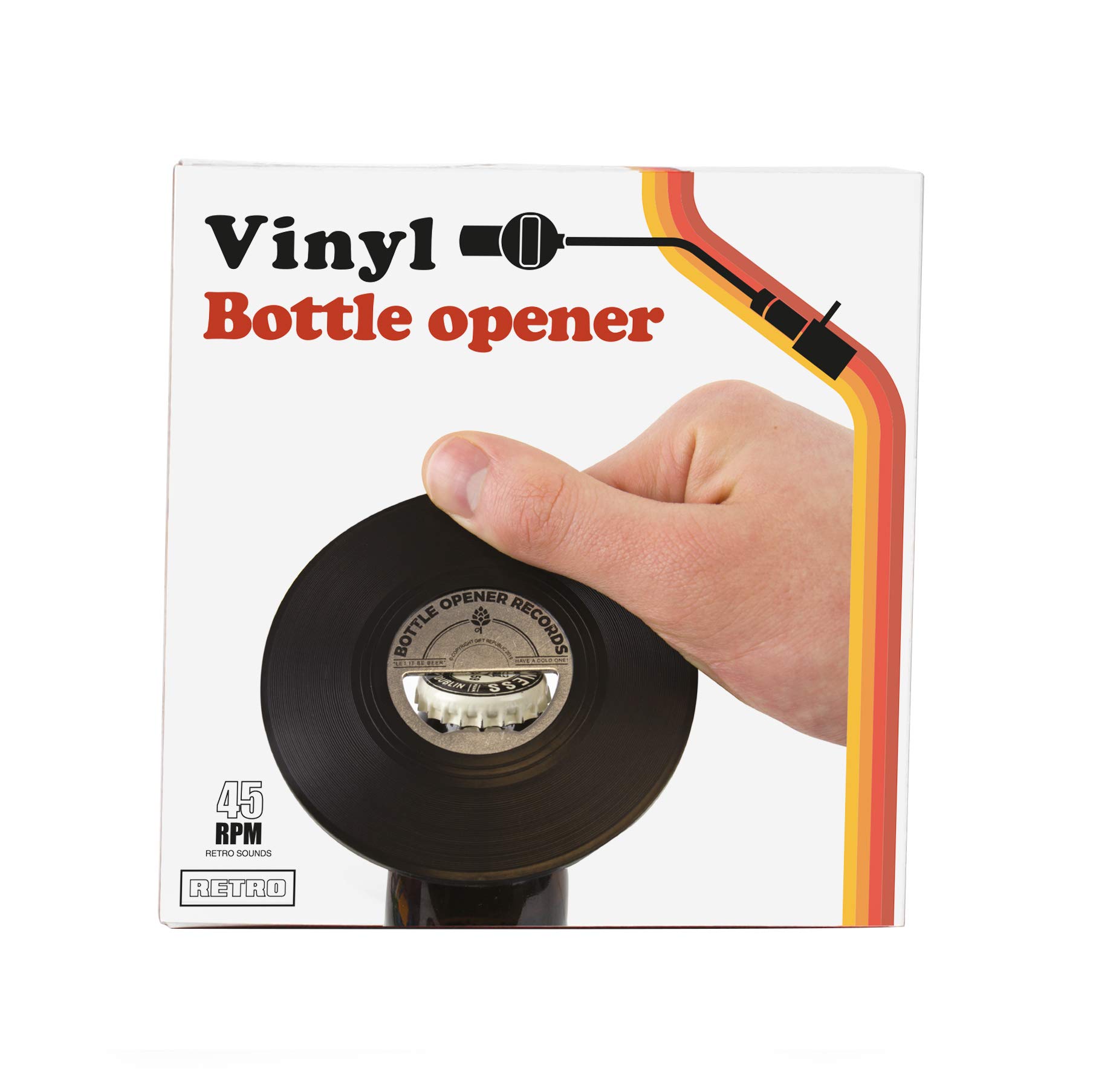 Gift Republic Vinyl Bottle Opener, Black, 10x10x0.5 cm