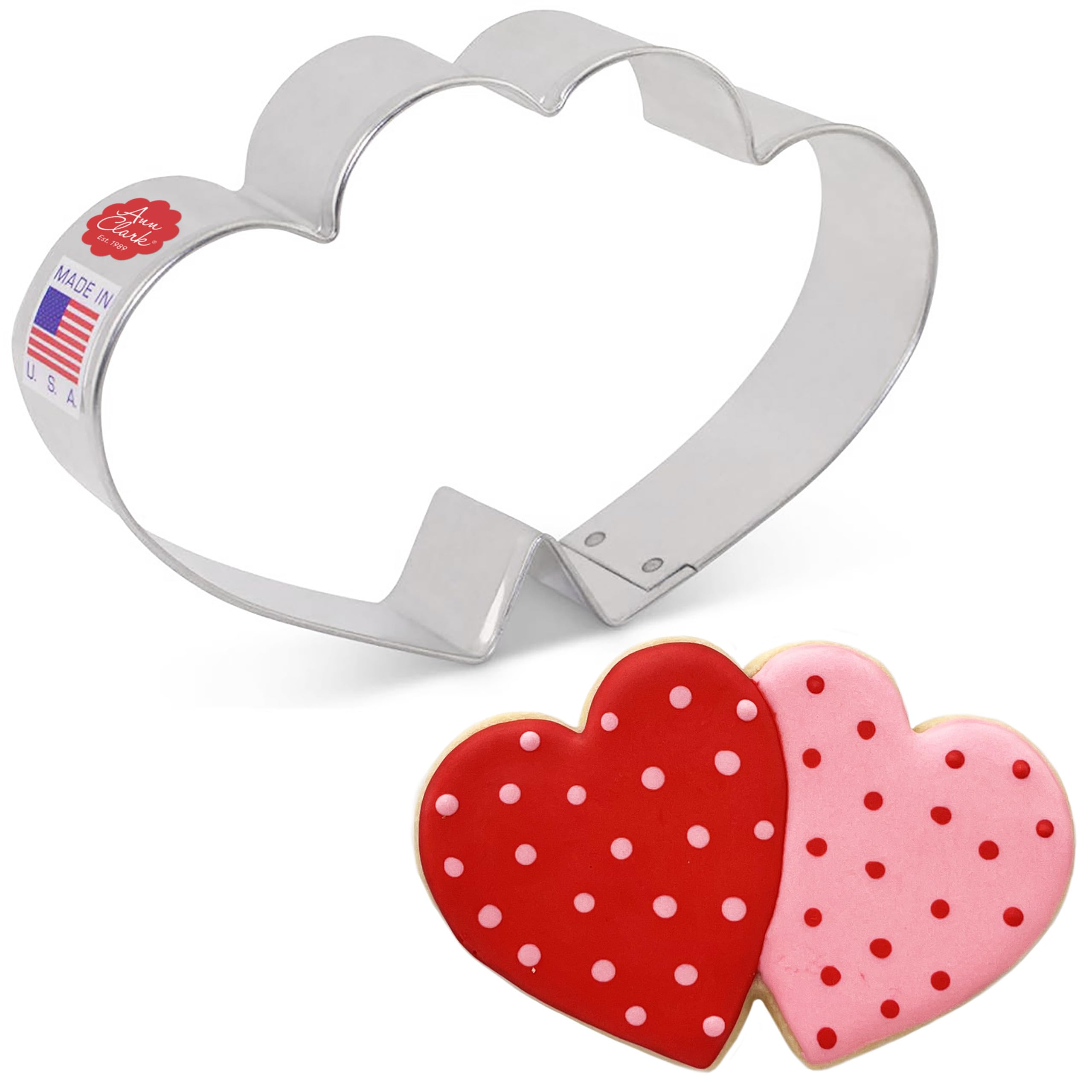 Double Heart Valentine's Cookie Cutter, 12.1 cm Made in USA by Ann Clark