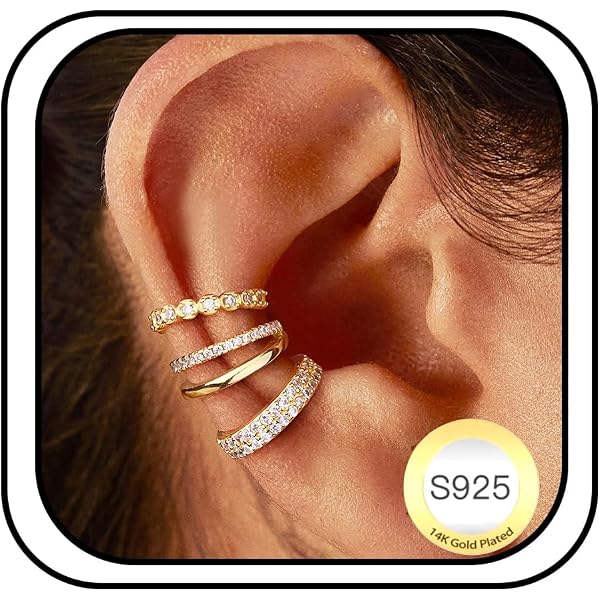 Xunuo 6 Pairs Rose Gold Tone Stainless Steel Ear Cuff Wraparound