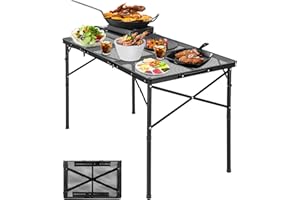 CEED4U 47.2”L x 23.6“ W Picnic Table Folding Portable Camping Grill Table for Outside Inside Use, Height Adjustable & Lightweight for Camping Cooking BBQ RV Picnic