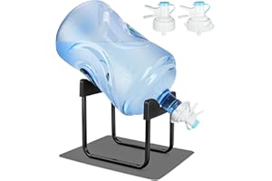HAVEDAWN 3-5 Gallon Water Jug Stand and 2 Dispenser Valves, Non-Slip Silicone Pad Rust-Resistant Water Stand with BPA Free Fast Flow Water Spout Fits Both 52mm and 55mm Bottles 2 CAPS Included