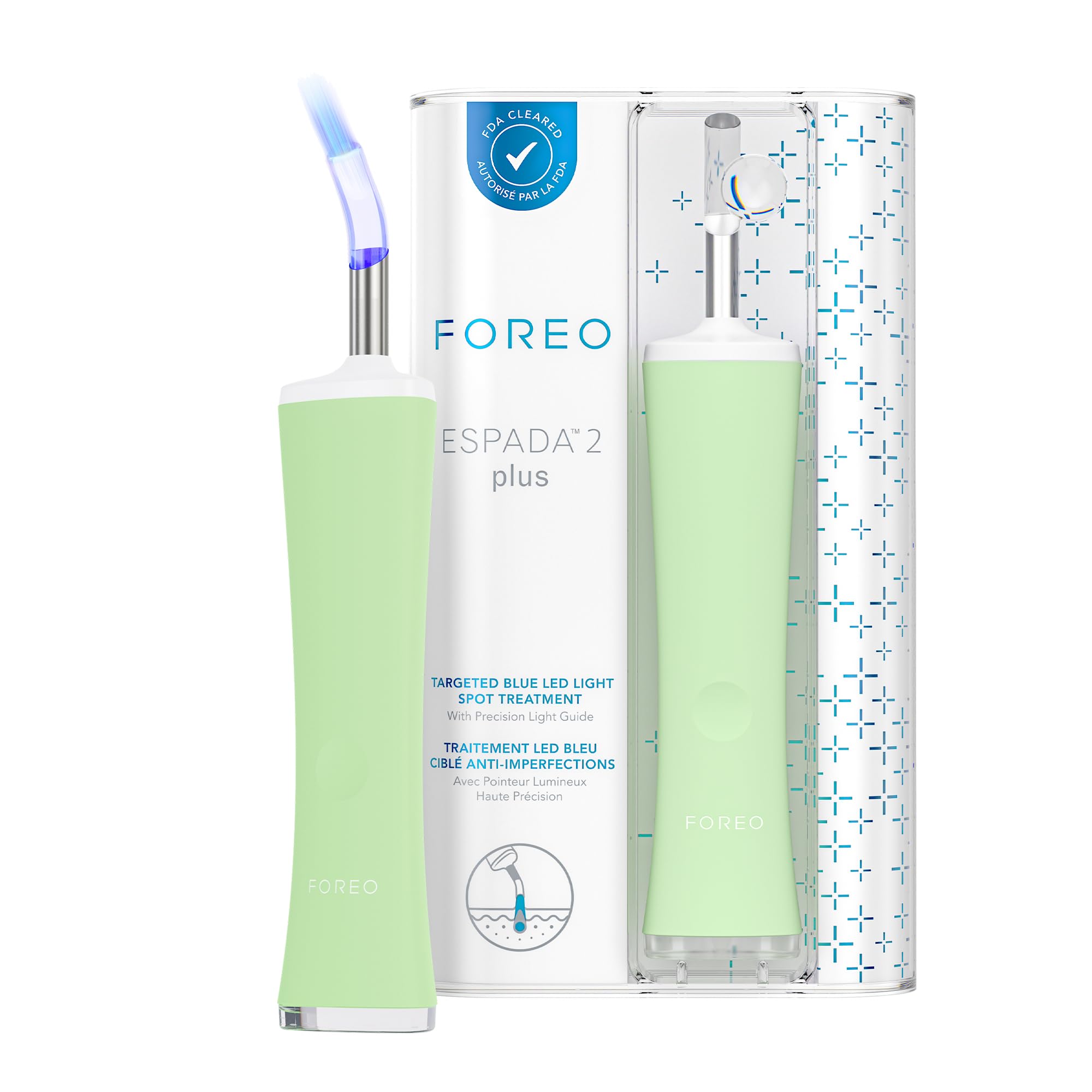 FOREO ESPADA 2 plus Precise Targeting LED Light Therapy, LED Face Mask Device, Blemish Tretament Face Care, Medical-grade Silicone, Scar & Spot Stick for Face, Pistachio