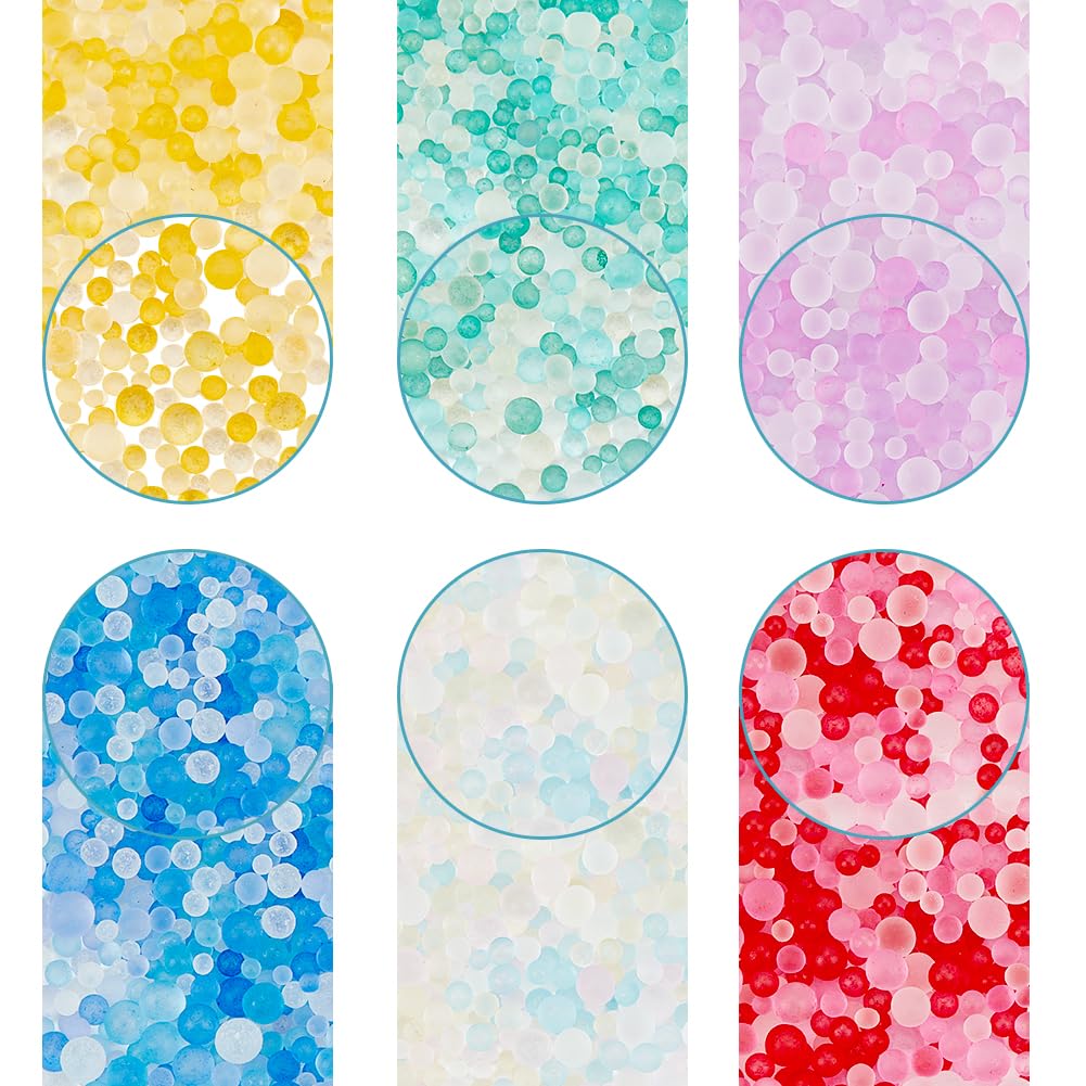 SUNNYCLUE 1 Box 120g 6 Colors Bubble Beads No Hole Glass Bubble Beads 1.8~3.5mm Tiny Caviar Colorful Iridescent Water Droplets Bead Bulk for Jewellery Making Art Nail Resin Vase Fillers Crafts DIY