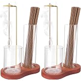 Incense Holder for Sticks, 2 in 1 Incense Stick Holder for Sticks with Glass Ash Catcher,Anti-Ash Flying No Mess Incense Burner,for Yoga Spa Meditation Home Decor(2 Pack)