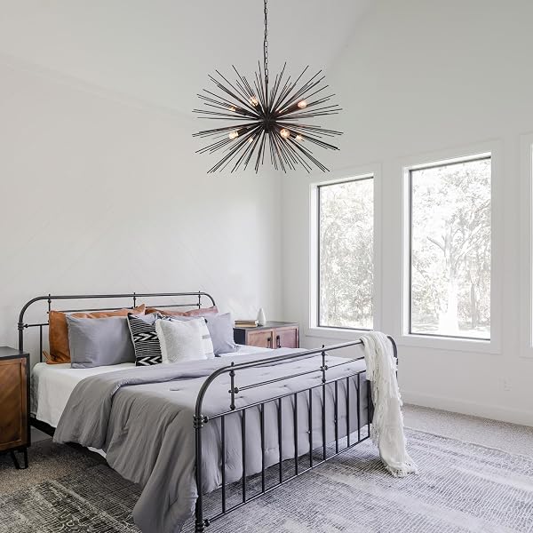 TESCRUANT 29.13″ LARGE BLACK SPUTNIK CHANDELIER VINTAGE GEOMETRIC STARBURST CHANDELIER LIGHT MODERN SOLID METAL FIREWORK CHANDELIERS FOR DINING ROOM, KITCHEN ISLAND, BEDROOM, LIVING ROOM