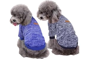 CHBORLESS Pet Dog Sweater Warm Dog Pajamas Soft Cat Sweater Puppy Clothes Small Dogs Sweater Winter Doggie Sweatshirt (XXS, Dark Blue+Navy Blue)