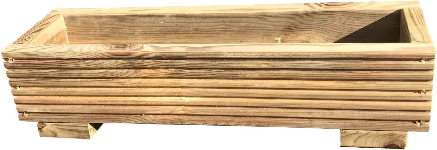 Carr Green Timbers Wooden Garden Planter 0.6M 1.2M or 1.8M Large Decking Wood Trough Handmade Box (Natural, 1.8)
