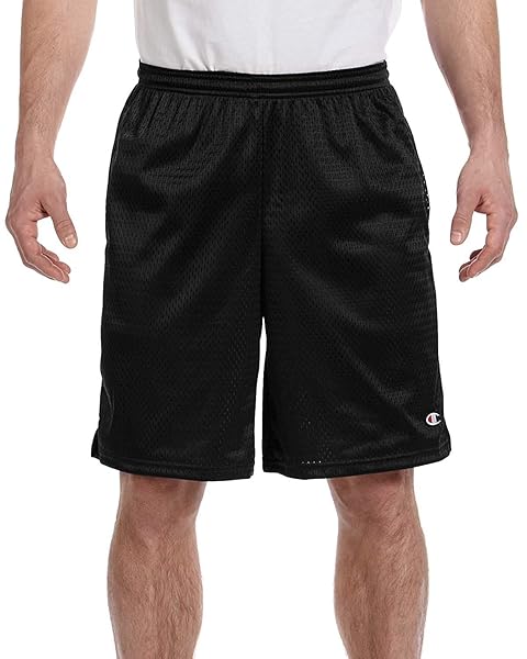 CHAMPION MEN’S LONG MESH SHORTS WITH POCKETS BLACK