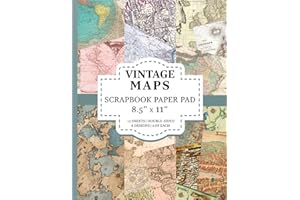 Vintage Maps Scrapbook Paper Pad 8.5” x 11”: Old World Maps Craft Paper, 6 Designs, 12 Double Sided Sheets, For Scrapbooking Journaling Crafting