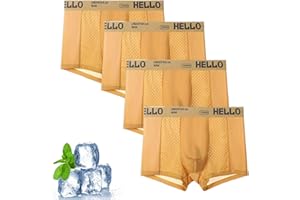 puyode Hello Underwear for Men, Hello Ice Mesh Underwear for Men, Mens Ice Silk Boxer Briefs Soft Nylon Trunks