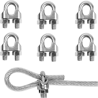 TERF 6 Pcs Wire Rope Clamps M10 10mm Galvanized Steel U-Bolt Saddle Fasteners