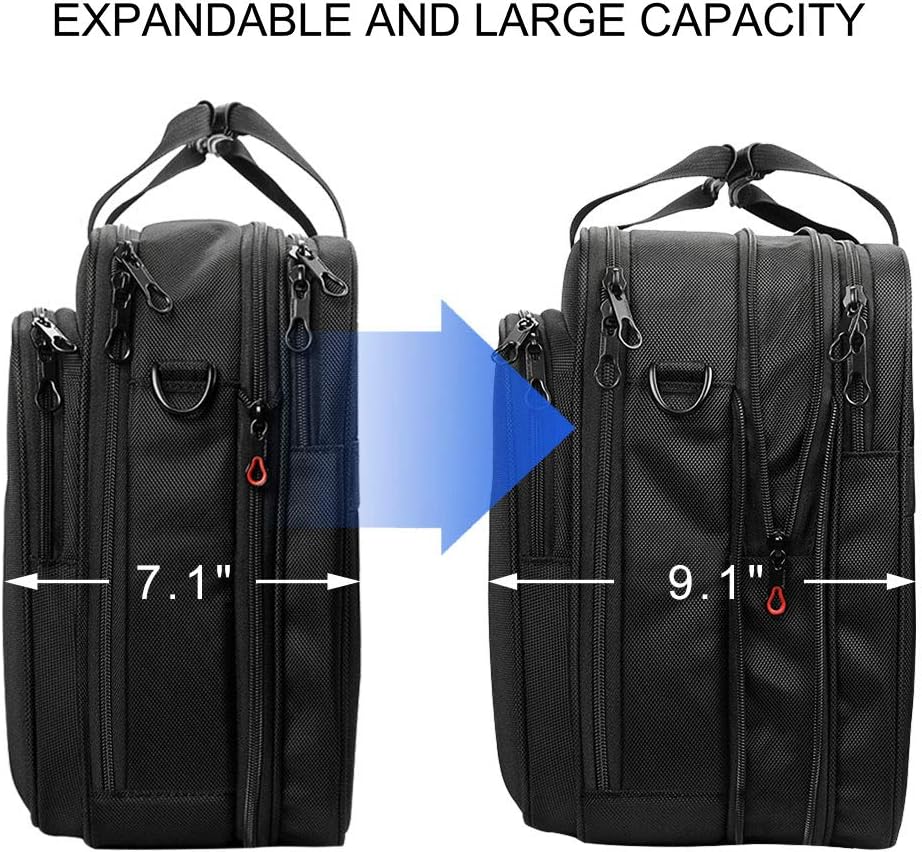 KROSER Laptop Bag XXL Laptop Briefcase Fits Up To 18 Inch Laptop Water-Repellent Light Weight Gaming Computer Bag Shoulder Bag Expandable Capacity For Travel/Business/School/Men-Black - Image 3