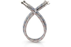 Midanya 24-Inch Long Faucet Connector Braided Stainless Steel Supply Hose 3/8-Inch Female Compression Thread x M10 Male Connector, x 2 Pcs (1 Pair)