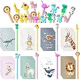 Colarr 64 Pcs Inspirational Mini Notebook with Pens Bulk Cartoon Animal Pens Funny Motivational Pocket Notebooks Animal Party Favors for Coworker Teacher Staff Stocking Stuffers