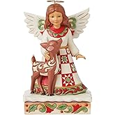 Enesco Jim Shore Heartwood Creek Angel with Baby Deer Figurine- Stone Resin Hand Painted Crafted Collectible Angel Figurines Christmas Home Decor Statue, 6.25 Inch