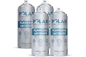 POLAR SPECIALIST COATINGS Polar Clear Matte Flawless Lacquer Spray - 4 x 13.5 Fl Oz - Clear Coat Spray Paint - Non-Yellowing & Scratch Resistant - Interior & Exterior Surfaces for Wood, Metal, Plastics, Glass & Ceramics