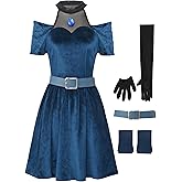 DAZCOS Anime Cosplay Costume for Women Velvet Dress Full Set Outfits for Halloween