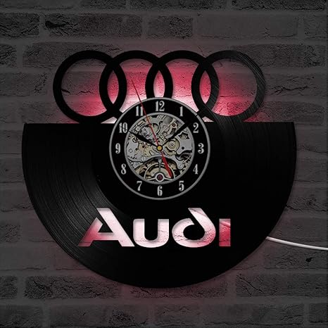 Hohl Auto Audi Logo CD Vinly Rekorduhr Erstellen Geschenk für Auto Liebhaber Wand Farbe Kunst Wohnkultur Vintage Hängen Wandu