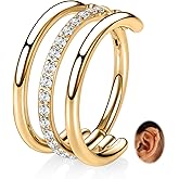 FUNLMO 316L Surgical Steel Conch Helix Piercing Jewelry Cartilage Hoop Earring Septum Ring Nose Ring Rook Lobe Daith Tragus Piercing Jewelry 16G Double/Triple Hoop