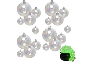 RQPQBO 4 Sizes 18Pcs Iridescent Ornaments Balls Clear Plastic Ornaments for Crafts DIY Bubble Pot Halloween Cauldron Christmas Ball Ornaments Bubble Birthday Wedding Decor (18)