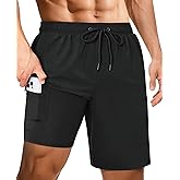 Gleeease Mens Compression Swim Trunks: 9 inch 2 in 1 Quick Dry Liner Stretchy Comfort Soft Drawstring Pockets Beach Pool