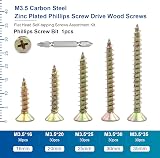 NINDEJIN Wood Screws Assortment Kit 151pcs M3.5 Flat Head Yellow Zinc view 2