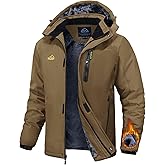 TBMPOY Men's Winter Ski Jacket Waterproof Warm Snow Insulated Coat Fleece Lined Snowboard Hooded Raincoat