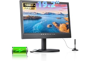 Desobry 19.2" Portable TV for Camping, Built-in 8000mAh Battery Powered TV Portable for Power Outages, Battery Operated TVs 1080P HDMI Input, AV Input, USB, for Kitchen Bedroom Camping Patio RV