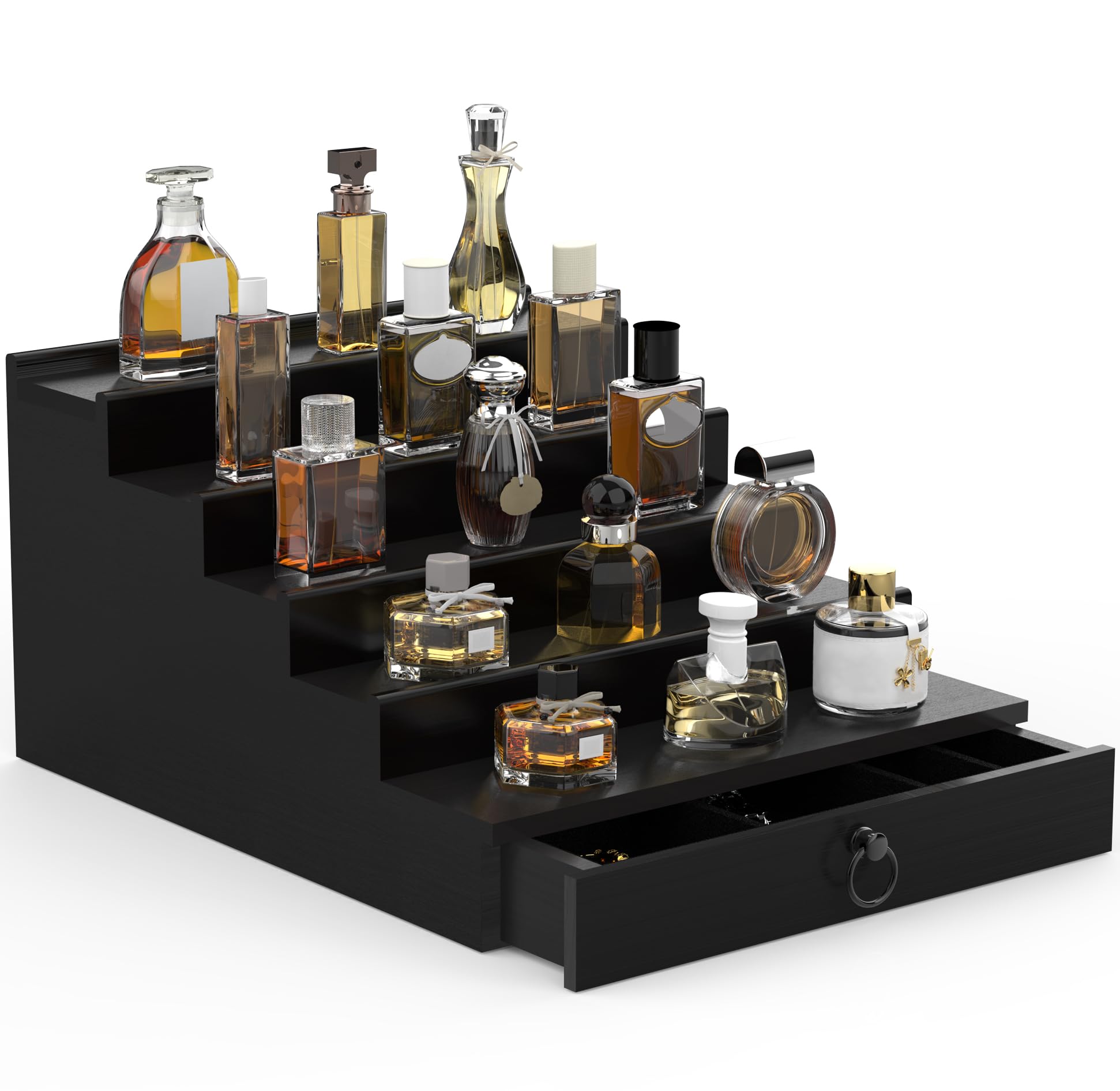 Photo 1 of upcessory Cologne Organizer for Men, 5 Tier Black Cologne Shelf, Perfume Stand with Drawer and Hidden Compartment Perfume Display Holder - A Gift for Men