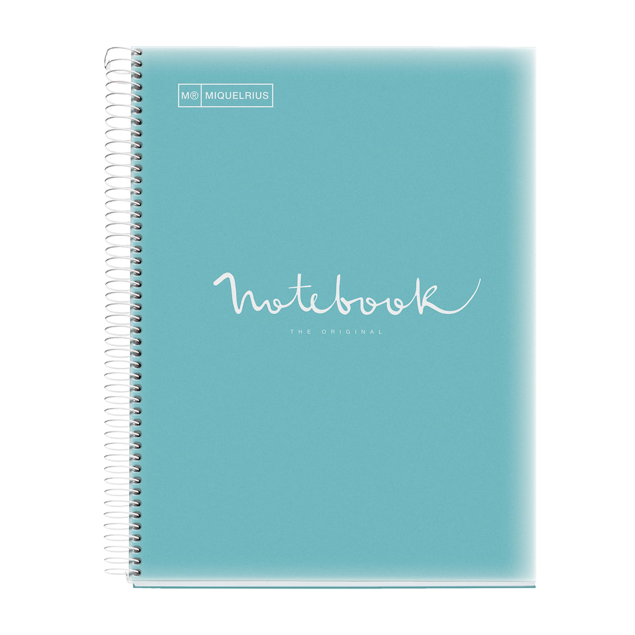 Miquelrius - Emotions A4 Notebook, 80 Sheets 90 g/m², Ruled, 1 Colour Edging, Micro-Perforated Spiral, Polypropylene Cover, 4-Hole Punching, Sky Blue