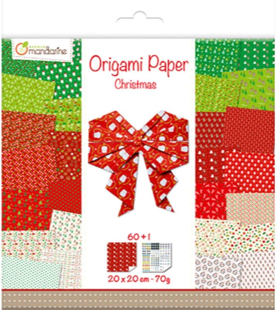 Avenue Mandarine 'Festive' Origami Sheets (20x20 cm) with sticker sheet