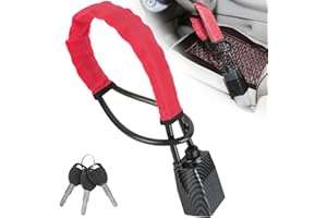 HMYMYHM 2025 Upgraded car Steering Wheel Lock, seat Belt Lock and Anti-Theft Device, Water Transfer Printing Process, 3 Keys, Multi-Functional, Suitable for Most Vehicles, SUVs and Golf cart Security (red).