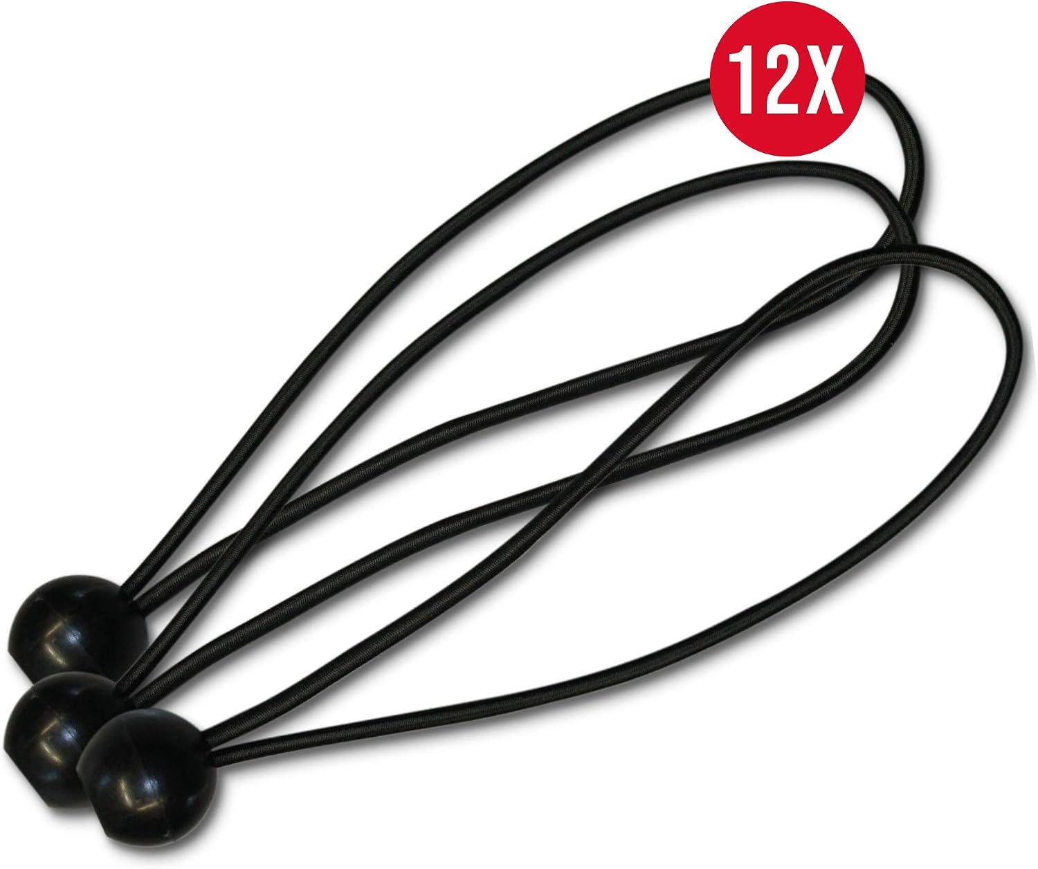 NOOR Tarpaulin Tensioners Professional 20 cm, Elasticated Guy Ropes with Ball for Attaching Tarpaulins Bikes, Car