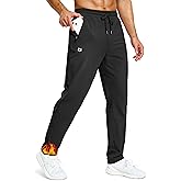 Men's Fleece Lined Winter Pants 32"/34"/36" Inseam Tall Sweatpants with Zipper Pockets Warm Athletic Joggers Men
