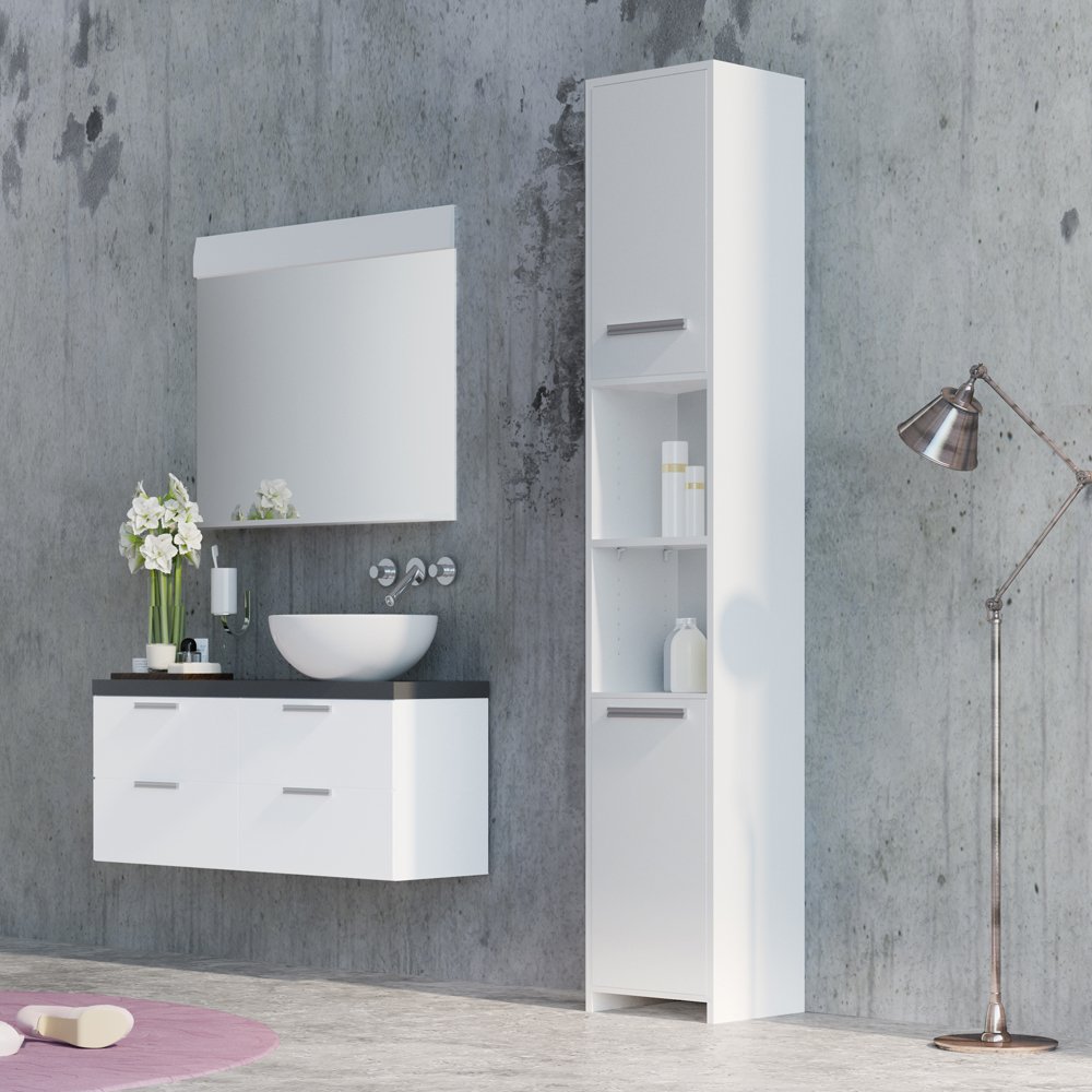 Mobiletto Bagno Vicco Viktor - Bianco/Artisan, Dimensioni 40.2x88.2x40.5 Cm, In Truciolato, Con Ampio Spazio Di Riporo