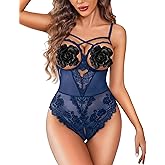Avidlove Women's Sexy Lingerie One Piece Bodysuit Floral Lace Teddy Mini Babydoll