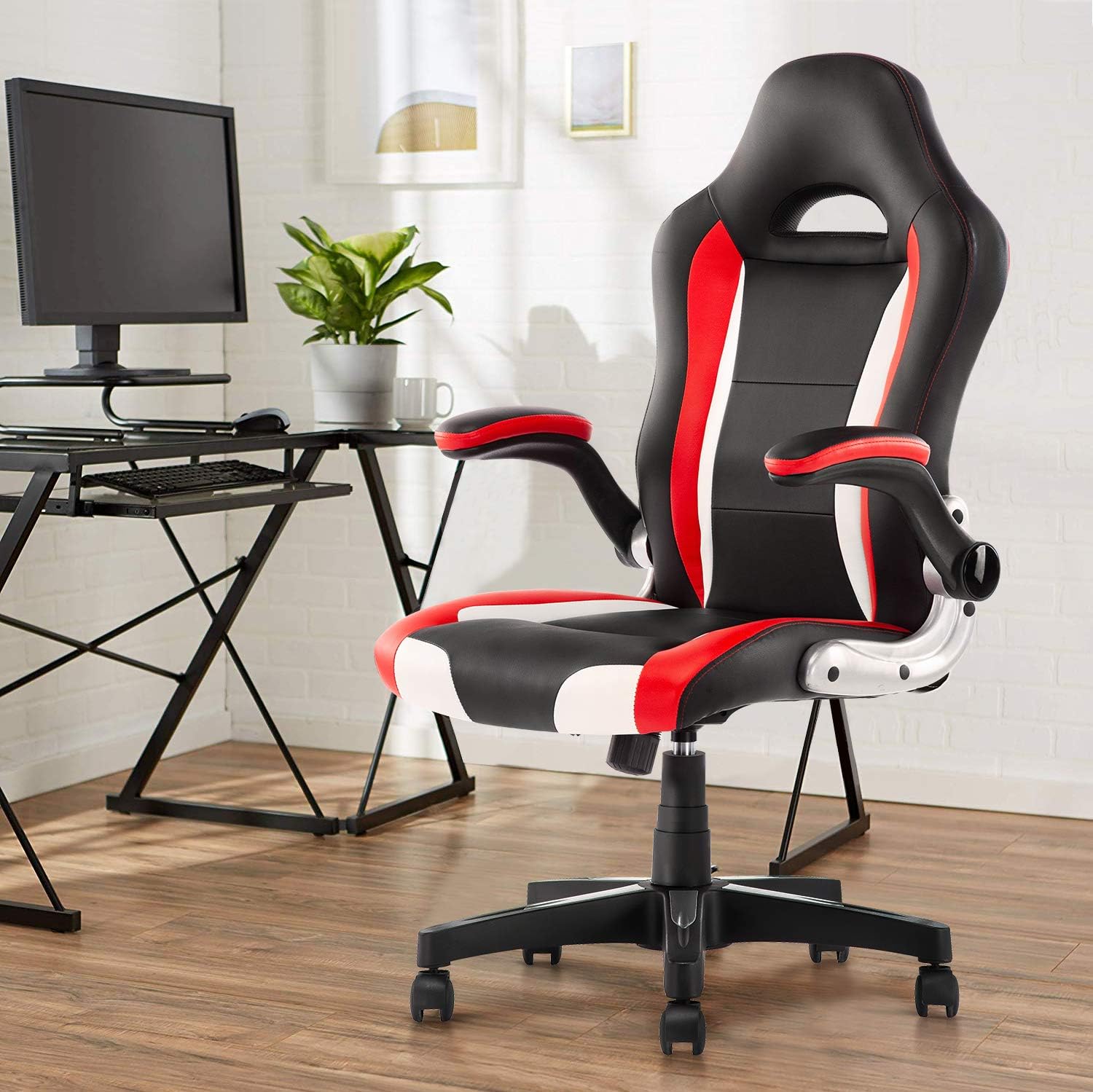 YAMASORO Leather Office Chair - Adjustable Tilt Angle and Seat Height High Back Executive Computer Desk Chair for Comfort Ergonomic Design for Lumbar Support