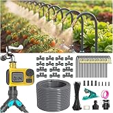 CyberOrd 98FT 1/2" Drip Irrigation System Kit with Water Timer for Garden | Automatic Watering System with 20pcs 360&deg; Adjustable Copper Nozzles, irrigation system for garden,Yard, Lawn,Greenhouse