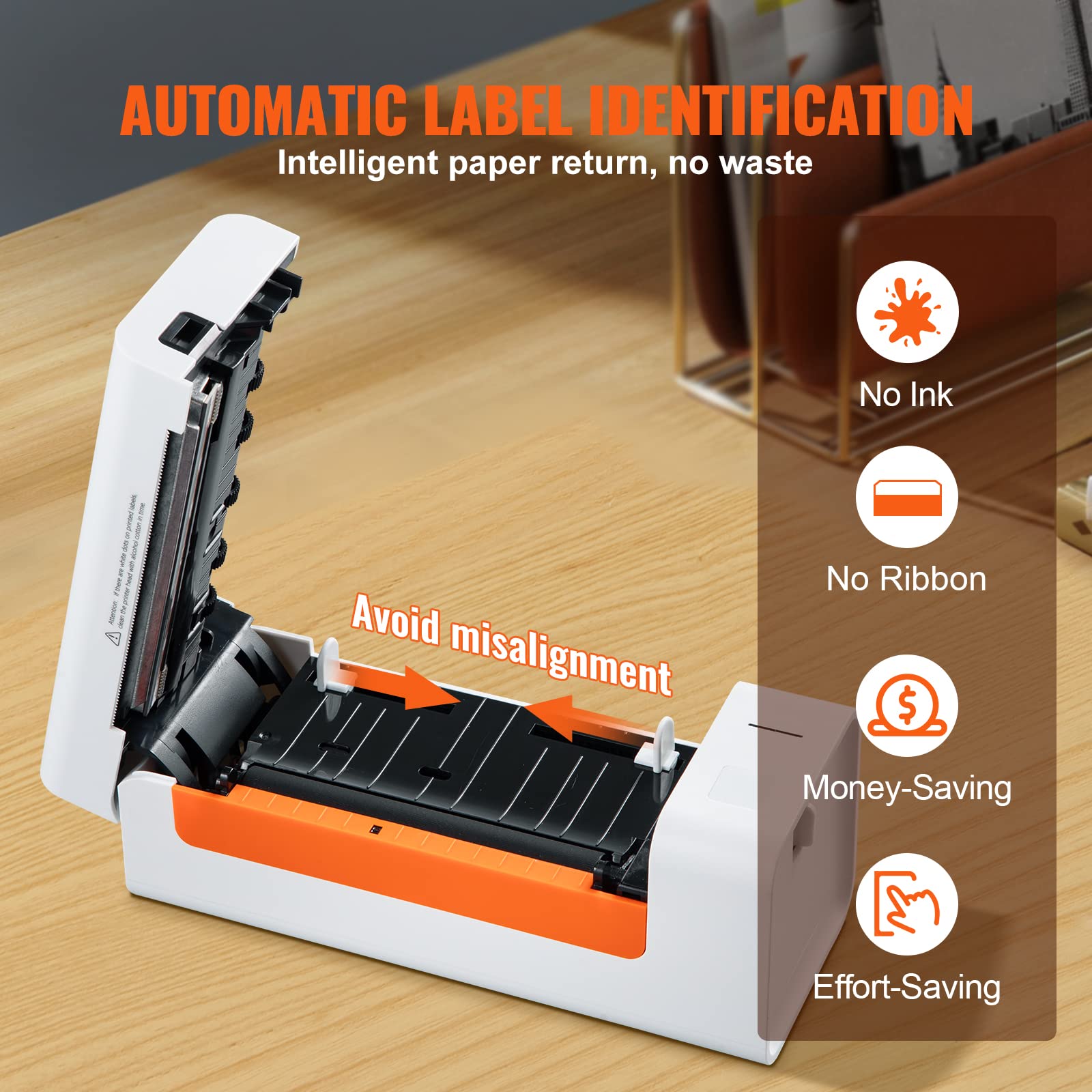 VEVOR Thermodirekt-Etikettendrucker 4x6 USB-Barcode 150 mm/s 203dpi für Paketversand kompatibel mit Amazon/eBay/Etsy/UPS Support Windows/macOS/Linux/Linux/Chromebook Weiß 6