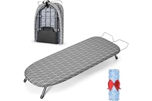 Johgee Foldable Tabletop Ironing Board with Iron Rest, Small Ironing Board with 2 Cotton Covers, Portable Mini Ironing Board with Non-Slip Folding Feet for Home, Laundry Rooms, Travel Use and Dorms